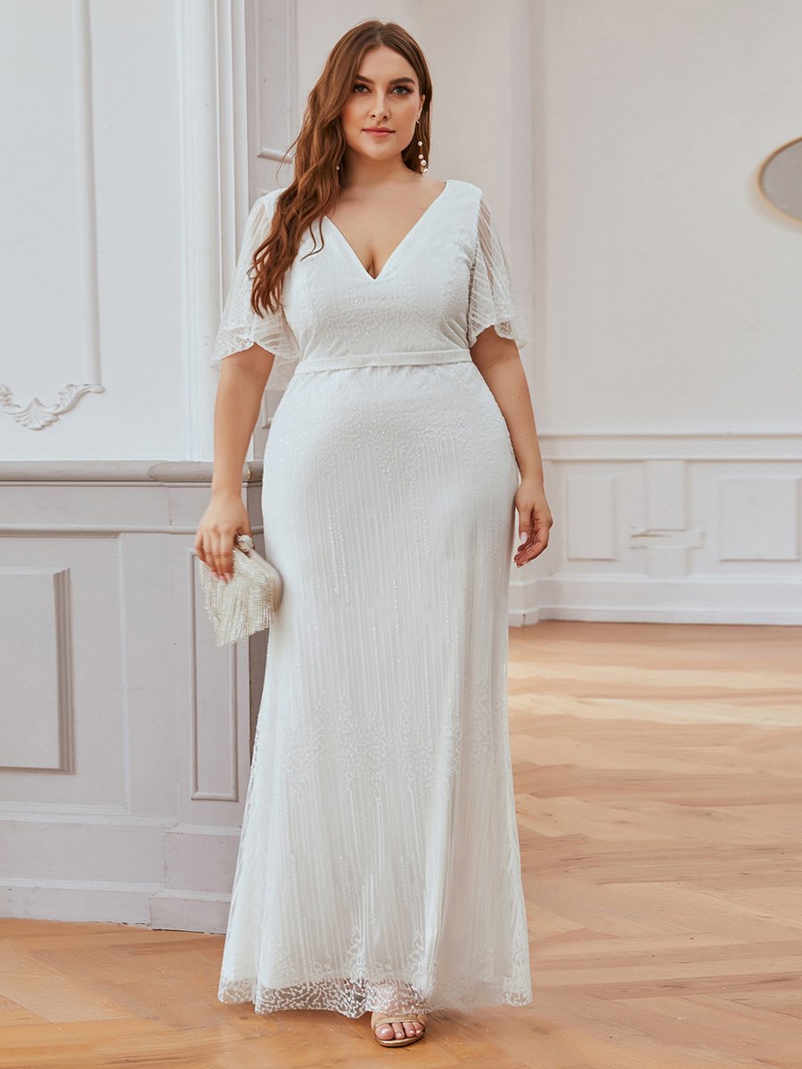 Sequin Dresses with Flutter Sleeves EFEP00838 – Etcetera Bridal